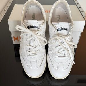 Premiata White Goat Leather Sneakers with white Logo Size EU 40. classic.